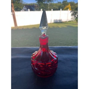 S Repeat Ruby Red Cruet with Crystal Stopper- Fenton - Picture 1 of 3