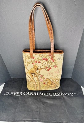 Bolso de Mano Clever Carriage Co Tapiz Punta de Aguja Cuero de Cocodrilo Monos, DtBag Foto 1 de 4