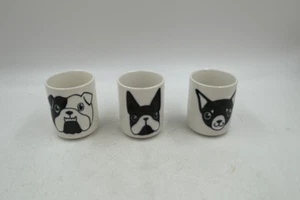 3er Set Good Dog Teetassen weiß Keramik mit schwarzer Hundebulldogge, Frenchie, Chihuahua - Bild 1 von 10