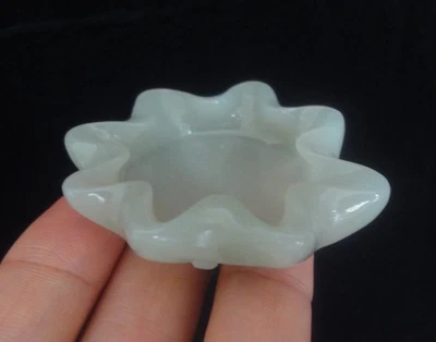 Lavadora de cepillo de placa de jade natural hoja de loto tallada a mano china muy fina Foto 1 de 4