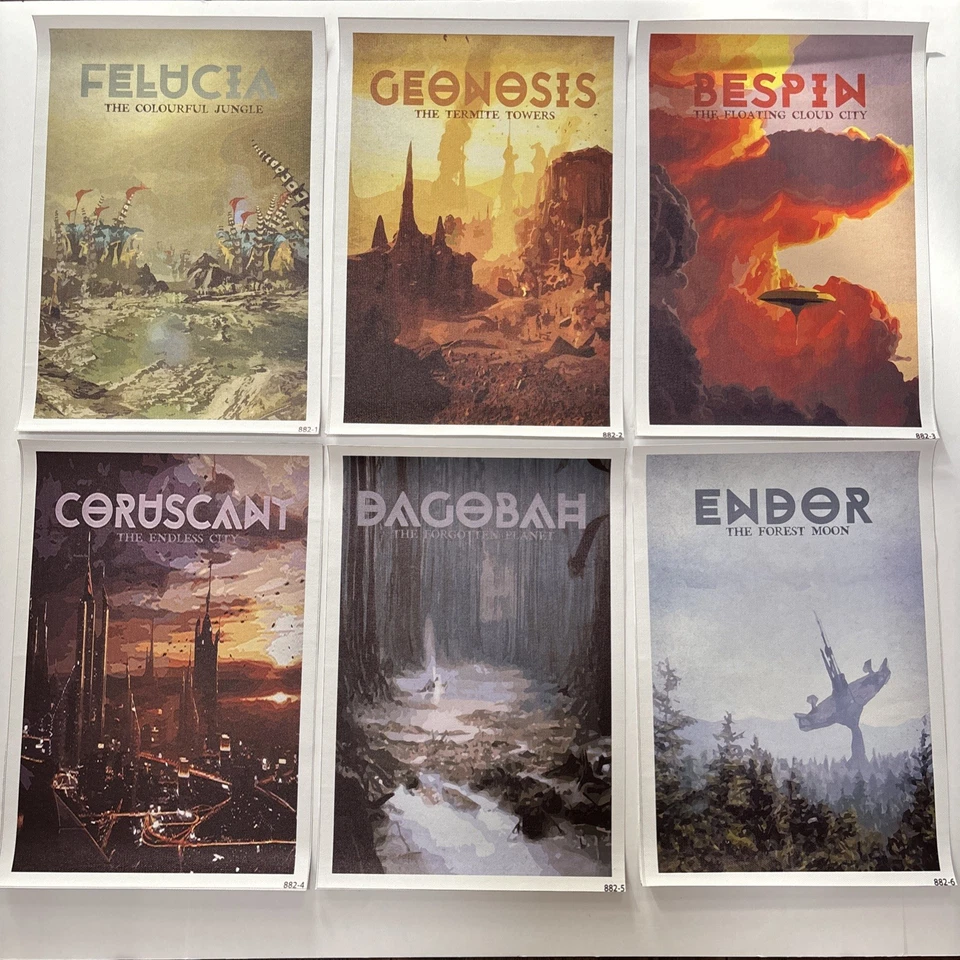 Lot Of 6 ✅ Star Wars Movie Locations Poster Wall Art Canvas Poster Print ✅8x12 - Image 1 of 4