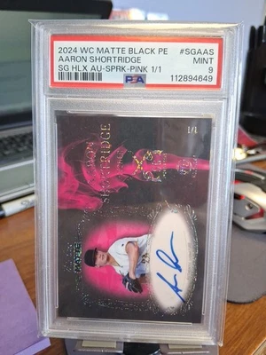2024 AARON SHORTRIDGE 1/1 AUTO WILD CARD MATTE SMOKING GUN PSA GRADED MINT 9 - Image 1 of 2