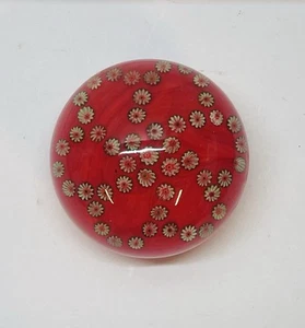 Pisapapeles vintage de vidrio gentil malaquita flor millefiori - Imagen 1 de 6