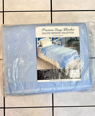 VTG Precious Days Blanket Dalton Designer Collection 72"x90" Blue 100% Acrylic F - Image 1 of 4