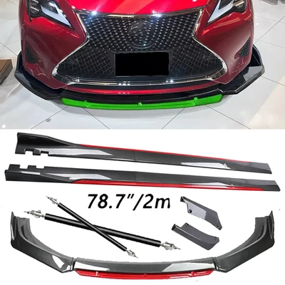 Carbon Fiber Look Red Front Lip Chin Bumper Side Skirt For Lexus RX350 RX450 Foto 1 de 4