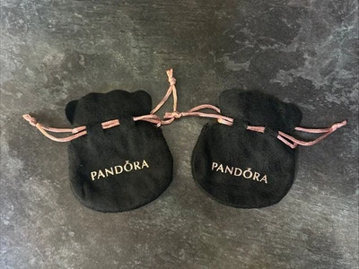 2 Genuine Pandora Black Velvet Draw String Jewellery Pouch New Christmas - Image 1 of 3