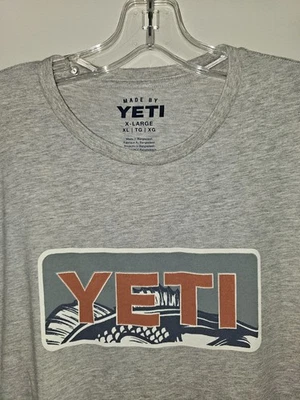 Camiseta Yeti Coolers Original Logotipo de Caja Pesca XL Para Hombres Gris Gráfico Manga Corta  Foto 1 de 4