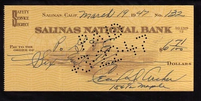 5H235 -  1947  SALINAS NATIONAL BANK   - SALINAS, CALIFORNIA - Image 1 of 2