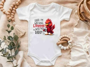 LIVERPOOL football shh im watching football daddy baby vest grower boy or girl - Picture 1 of 1