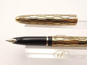 Vintage Lady Sheaffer VIII Balicon Black on Gold Fountain Pen, M Nib *Ex Cond* - Bild 1 von 14
