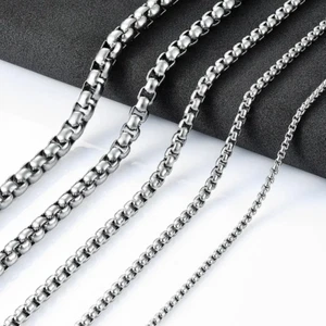 2-6mm Link Chain Stainless Steel Rolo Necklace Unisex Jewelry Findings Gift Idea - Picture 1 of 8