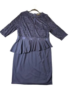 Vestido Miusol Para Mujer 3x Formal Azul Marino Encaje Ocasión Especial Noche Usado - Imagen 1 de 9