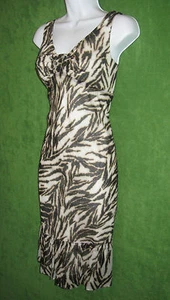 Talbots Black Brown Animal Print Cotton Ruffle Versatile Sun Dress 16 $129 - Picture 1 of 1