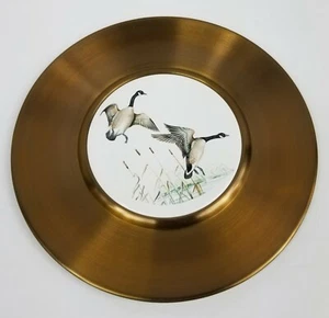 Spun Brass Plate Ducks Flight Pond Nature Bird Thistle New Haven Vermont 11.5” - Picture 1 of 7