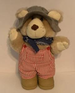 Vintage 1986 DUDLEY FURSKIN Teddy Bear Red White Overalls Hat 7” Plush Wendy’s - Picture 1 of 8