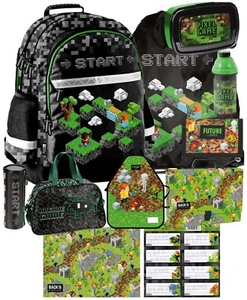 11tlg Minecraft Pixel Schultrolley Ranzen Schulranzen rucksack fur jungen neu - Bild 1 von 16