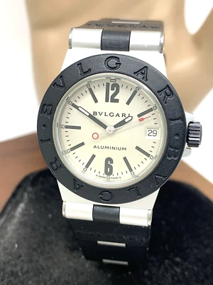 Bvlgari Women's Watch AL32TA Aluminum Swiss Quartz Silver Dial Black Rubber 32mm - Image 1 of 4