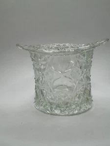 Cappello superiore vintage Fenton margherita bottone avocado vaso vetro trasparente alto 3,5" MCM - Foto 1 di 6