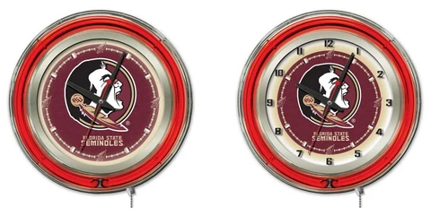 NCAA - Florida State (Head) Double Neon Ring, Logo Clock College Team Logo Cover