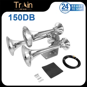 3 Trumpet Train Horn Kit with 150 PSI Air Compressor For Car Truck Train 150DB~ - Foto 1 di 8