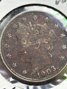 1903 & 1904 Liberty Head V-nickel XF CALCIFIED AND DARK 2 COIN LOT - Picture 1 of 13