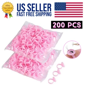 200 piezas anillos de pegamento para extensión de pestañas, ventilador de pestañas de volumen tazas de pegamento en flor - Imagen 1 de 5