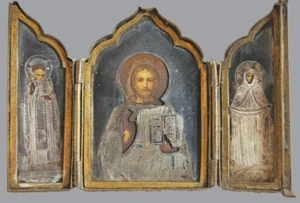 Antike Bronze / Silber - Reiseikone / Triptychon, Erik Kollin, Russland um 1880 - Bild 1 von 15