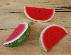 Deko Melonen 3er Set Melone Holz Holzmelone Dekomelone Melonenschnitze Melondeko - Bild 1 von 3