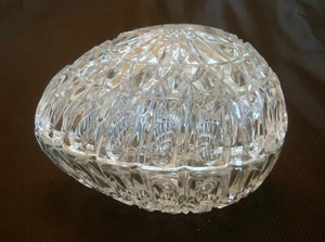 Large Heavy CRYSTAL EGG SHAPED DISH Trinket Candy Jewelry - Picture 1 of 6