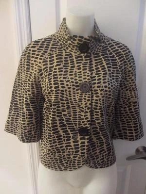 WOMENS TRINA TURK BLACK & BEIGE ANIMAL PRINT BLAZER SIZE 6 - Imagem 1 de 4