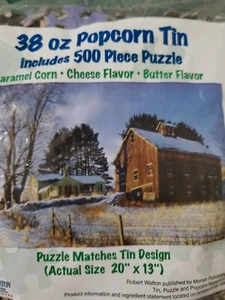 Houston Harvest 500 Pc Puzzle  from 3.5 Gal Tin  Farmhouse Barn Scene Size 20x13 - Picture 1 of 5