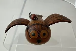 Gourd Owl Bird Figurine With Wings Ornament Folk Art - Picture 1 of 11