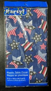 Sealed! Plastic Tablecloth Tablecover Patriotic American Flag Party 54"x108" - Picture 1 of 2