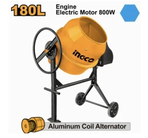 INGCO Betoniera elettrica Impastatrice Miscelatore Cemento 180L - 800W - Foto 1 di 1