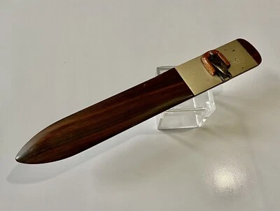 Taglia Carta  lungo  In Vero Legno,La Parte Sopra In argento 925 Vintage - Immagine 1 di 4