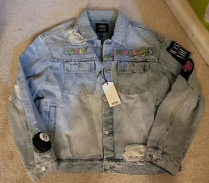 WESC GUILTY PLEASURES Unisex DENIM JACKET Mens XL Womens XXL JEAN JEANS THRILLS - Picture 1 of 6