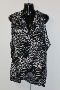 Filo Sleeveless Leopardskin Blouse with Cowl Neckline (Size XL) - Picture 1 of 2