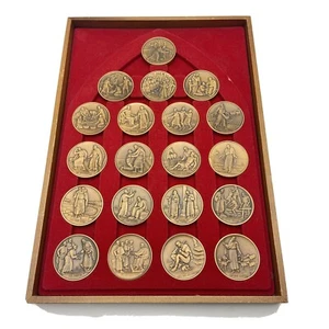 Franklin Mint The Parables of Jesus Complete Set 20 Large Bronze Engraved Coins - Picture 1 of 12