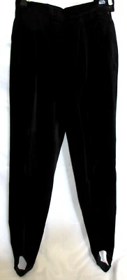 Bernard Zins Paris Vintage Black Velvet Womens Stirrup Pants France SZ 8 EUC - Image 1 of 4