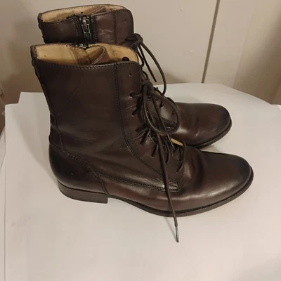 Frye Melissa Lace Up Boots 8.5B Womens Brown Vintage Leather Combat Victorian - Image 1 of 4