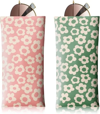 2件装柔软聚氨脂合成革太阳镜盒便携式防划伤眼镜袋 — 第 1/4 张图片