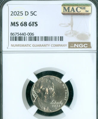2025 D JEFFERSON NICKEL NGC MS68 FS MAC SPOTLESS POP-14 RARE * - Image 1 of 2