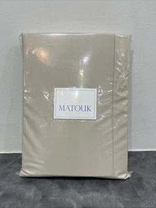 Matouk Luca Satin Stitch Egyptian Cotton Percale QUEEN Sheet Set Beech - Picture 1 of 5