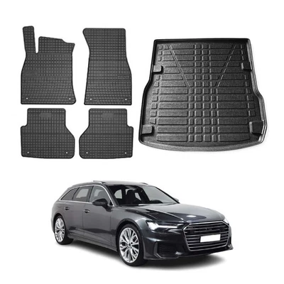 OMAC Fußmatten & Kofferraumwanne Set für Audi A6 C8 Avant Allroad 2018-2025 Gummi 5x