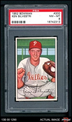 1952 Bowman #200 Ken Silvestri Phillies PSA 8 - NM/MT - Image 1 of 2