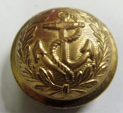 1800s antique civil war era navy gold tone metal tin back high dome button 50688 - Image 1 of 4