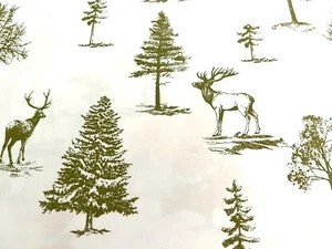 King Flat Sheet Northern Nights 400 Thread Count COTTON Moss Green White Nature - Picture 1 of 11