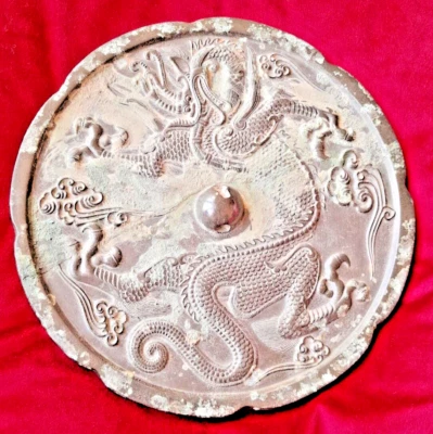 DINASTÍA TANG GRANDE siglo VII D. ESPEJO DE BRONCE DRAGÓN, PODER 2 evitar calamidades Foto 1 de 4