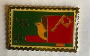 USA USPS 25c Love You Bird in Mailbox Postage Stamp Pin - Picture 1 of 1