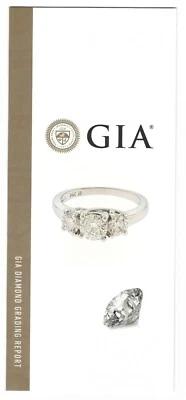 💍 1.01ct tw Diamond Round 3Stone Ring G Color 14k White Gold Engagement GIA  - Image 1 of 4